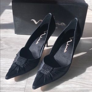 Nina genuine leather 3” black heels